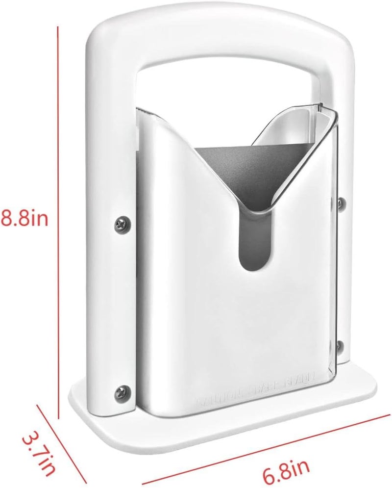 CJFNDFA Bagel Slicer & Cutter for Large Bagels - Stainless Steel Universal Slicer with Safety Shield & Grip | Perfect for Homemade Bagel Making (White) - Image 2